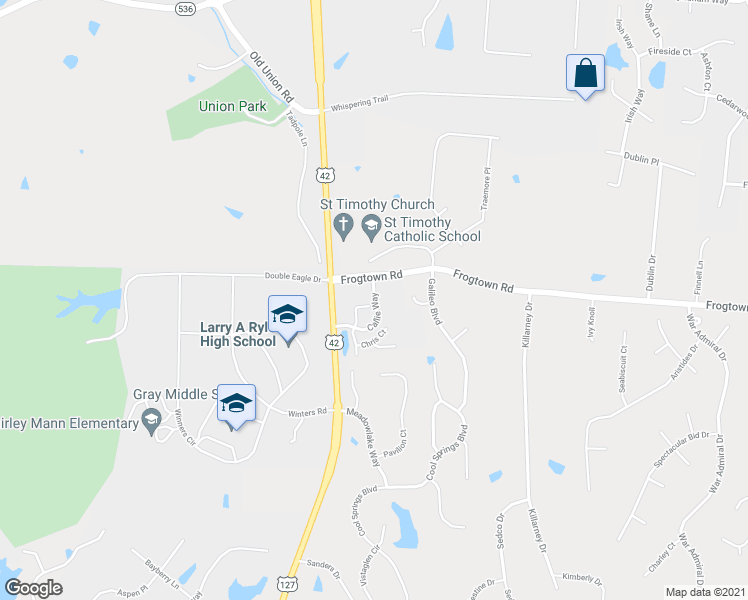 map of restaurants, bars, coffee shops, grocery stores, and more near 2054 Chris Court in Union