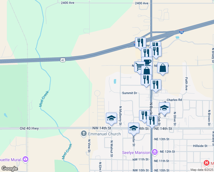 map of restaurants, bars, coffee shops, grocery stores, and more near 1780 Beekman Place in Abilene