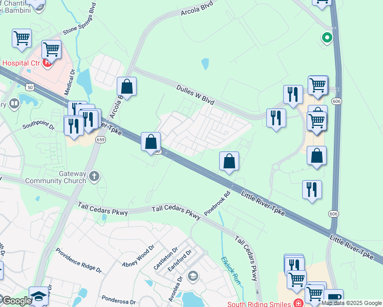 map of restaurants, bars, coffee shops, grocery stores, and more near 24709 Pantzlaff Farm Terrace in Dulles