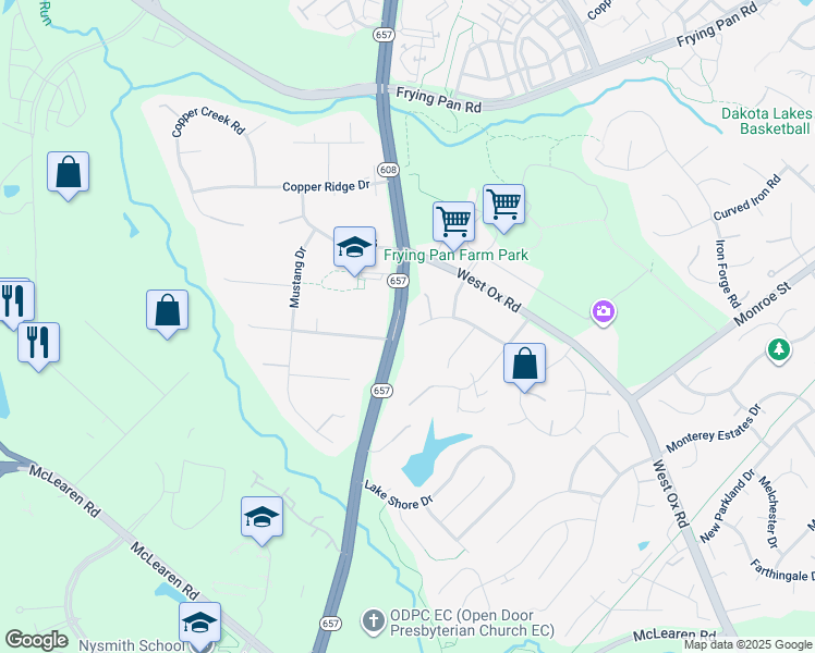 map of restaurants, bars, coffee shops, grocery stores, and more near 13426 Alfred Mill Court in Herndon