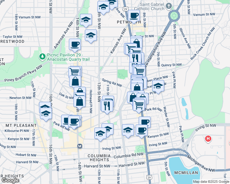 map of restaurants, bars, coffee shops, grocery stores, and more near 101 Independence Avenue Southeast in Washington