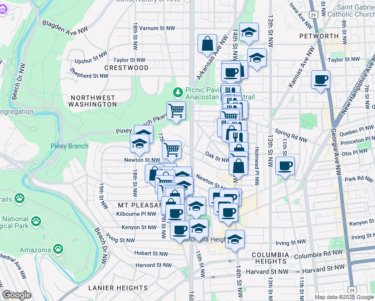 map of restaurants, bars, coffee shops, grocery stores, and more near 101 Independence Avenue Southeast in Washington