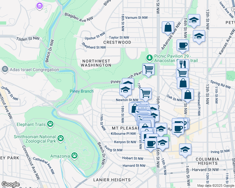 map of restaurants, bars, coffee shops, grocery stores, and more near 101 Independence Avenue Southeast in Washington