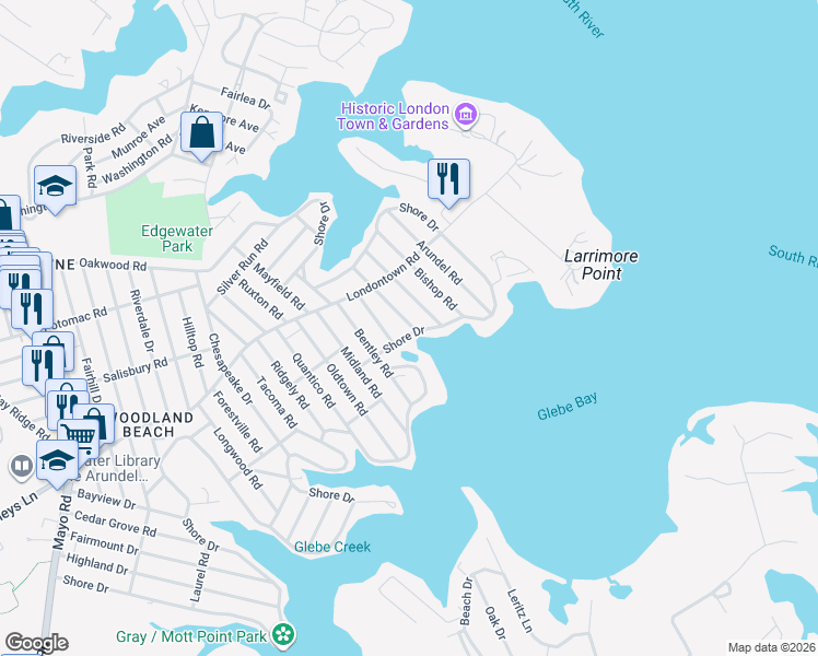 map of restaurants, bars, coffee shops, grocery stores, and more near 1622 Grange Road in Edgewater