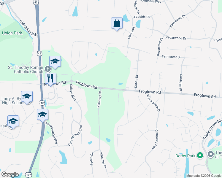map of restaurants, bars, coffee shops, grocery stores, and more near 1633 Frogtown Road in Union