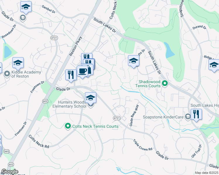map of restaurants, bars, coffee shops, grocery stores, and more near 11807 Breton Court in Reston
