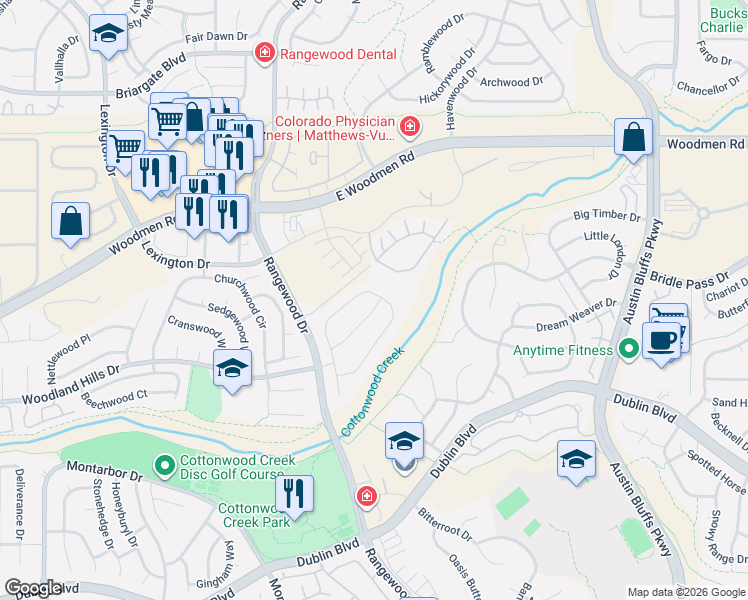 map of restaurants, bars, coffee shops, grocery stores, and more near 7135 Cotton Dr in Colorado Springs