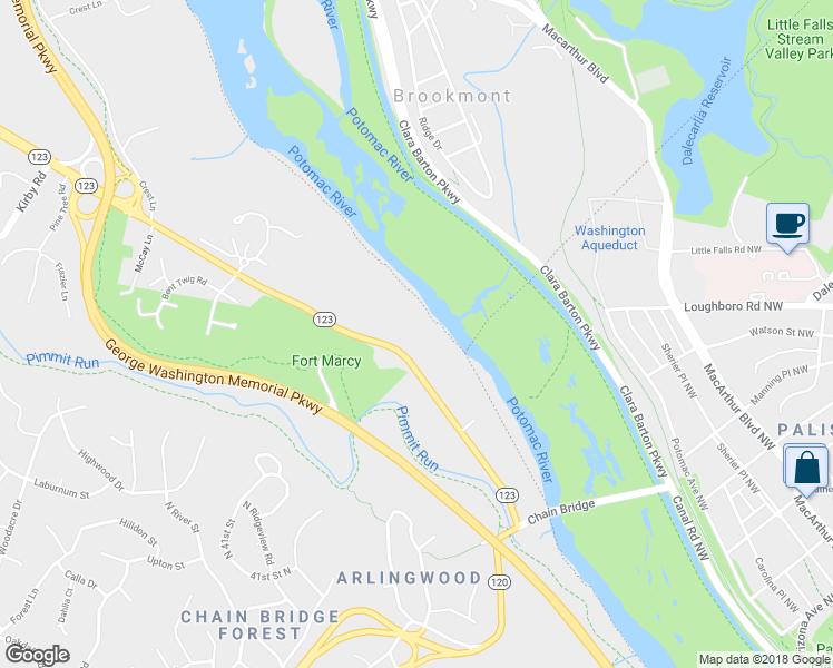 map of restaurants, bars, coffee shops, grocery stores, and more near 622 Chain Bridge Road in McLean