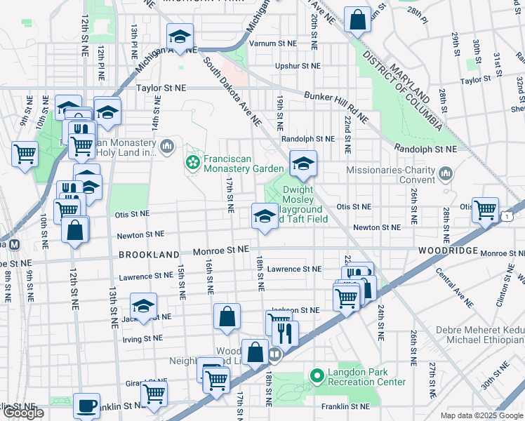 map of restaurants, bars, coffee shops, grocery stores, and more near 101 Independence Avenue Southeast in Washington