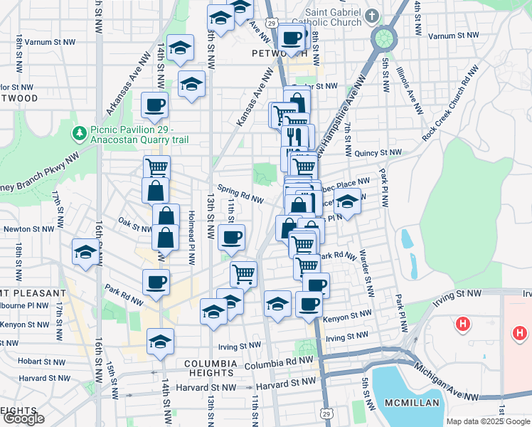 map of restaurants, bars, coffee shops, grocery stores, and more near 101 Independence Avenue Southeast in Washington