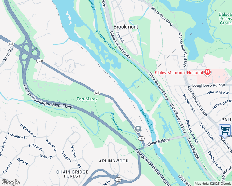 map of restaurants, bars, coffee shops, grocery stores, and more near 622 Chain Bridge Road in McLean