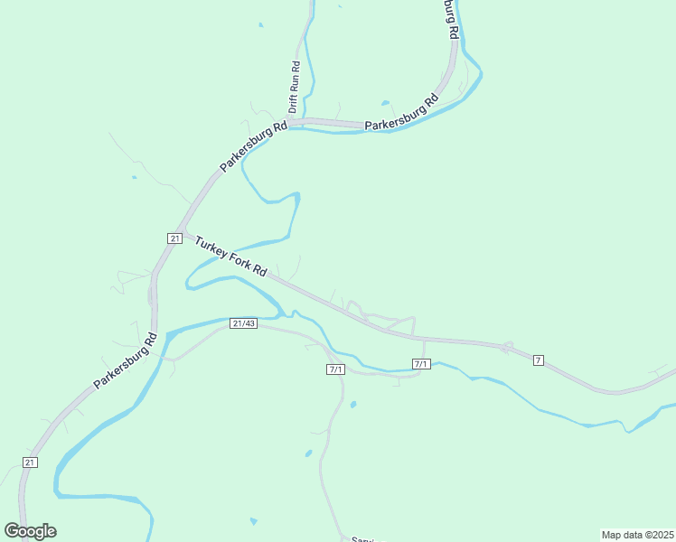 map of restaurants, bars, coffee shops, grocery stores, and more near 437 Turkey Fork Road in Sandyville