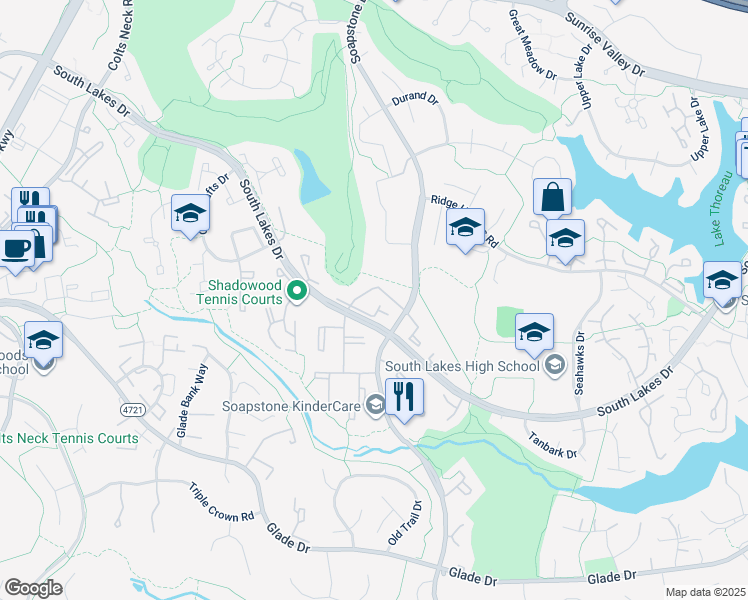 map of restaurants, bars, coffee shops, grocery stores, and more near 11612 Ivystone Court in Reston