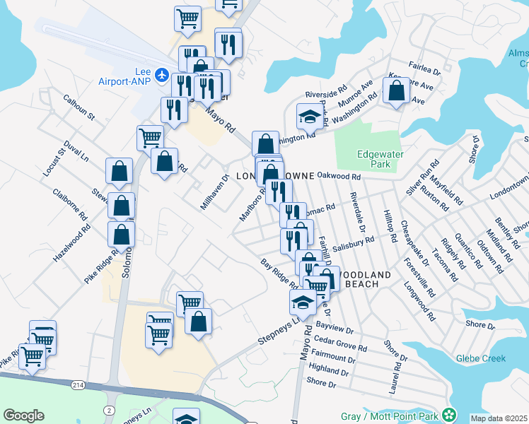 map of restaurants, bars, coffee shops, grocery stores, and more near 1607 Cambridge Road in Edgewater