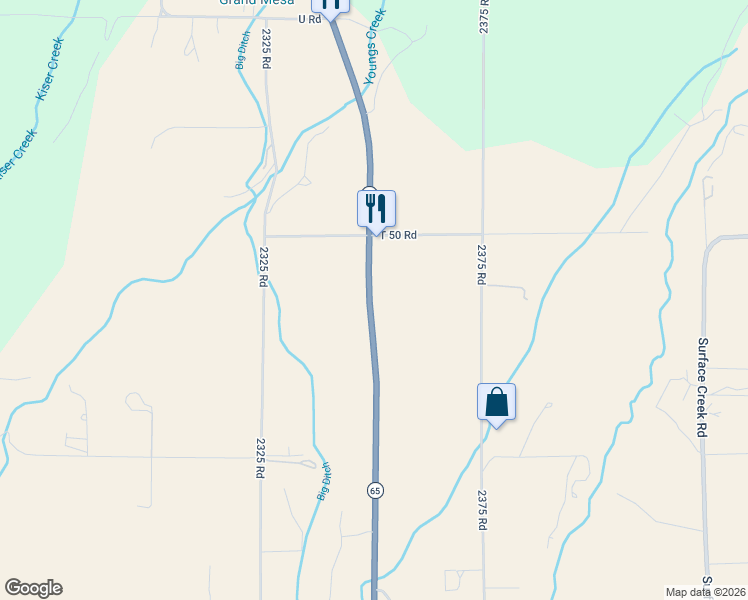 map of restaurants, bars, coffee shops, grocery stores, and more near 19454 Colorado 65 in Cedaredge