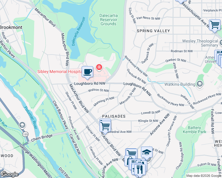 map of restaurants, bars, coffee shops, grocery stores, and more near 4920 Palisade Lane Northwest in Washington