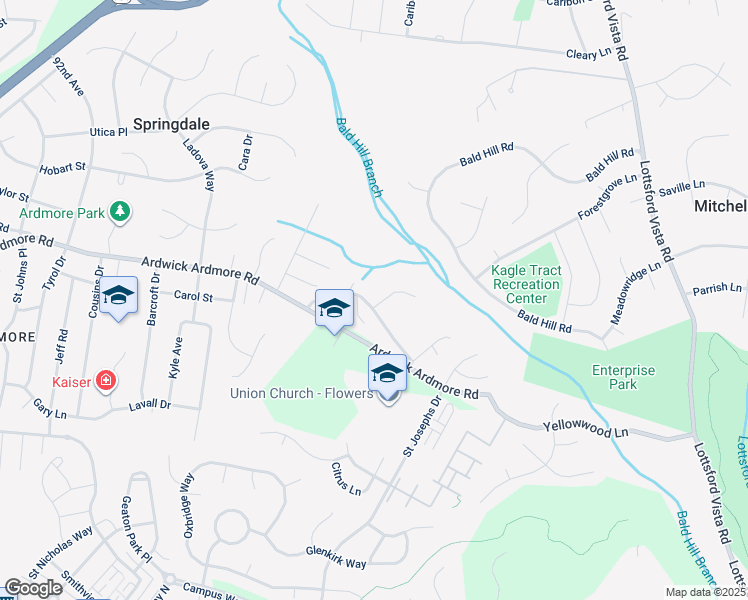 map of restaurants, bars, coffee shops, grocery stores, and more near 9900 Quiet Glen Court in Springdale