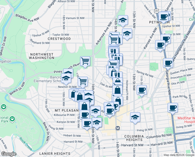 map of restaurants, bars, coffee shops, grocery stores, and more near 101 Independence Avenue Southeast in Washington