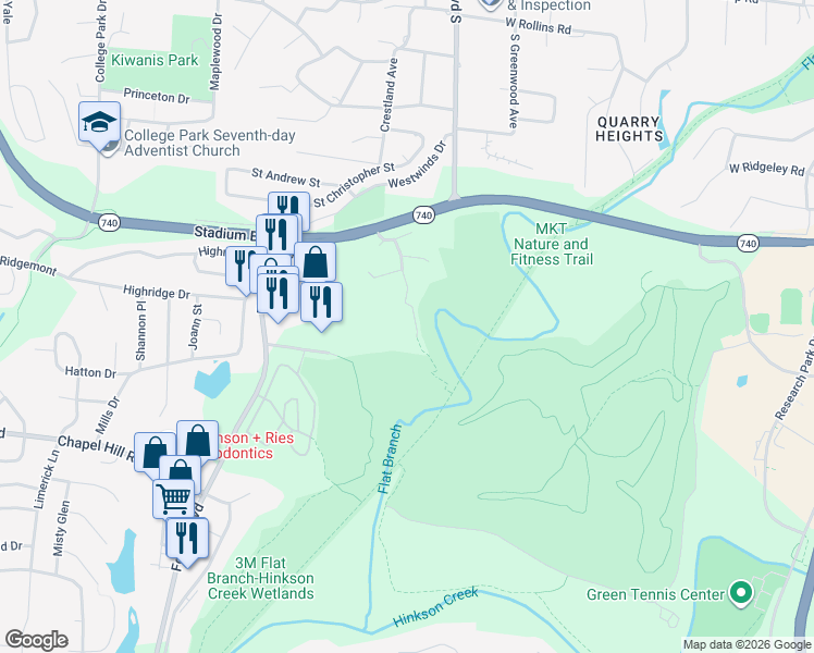 map of restaurants, bars, coffee shops, grocery stores, and more near 1311 White Oak Lane in Columbia