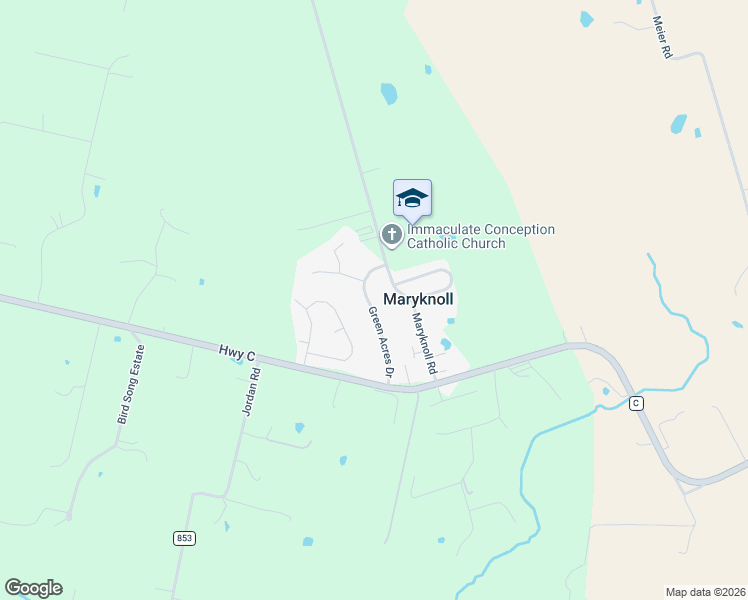 map of restaurants, bars, coffee shops, grocery stores, and more near 154 Green Acres Drive in Old Monroe