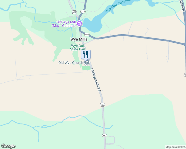 map of restaurants, bars, coffee shops, grocery stores, and more near 14074 Old Wye Mills Road in Wye Mills