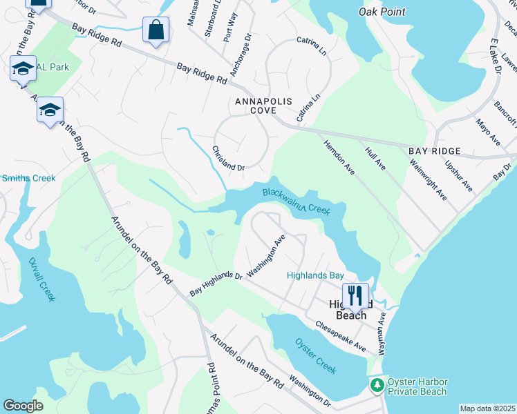 map of restaurants, bars, coffee shops, grocery stores, and more near 1230 Crummell Avenue in Annapolis