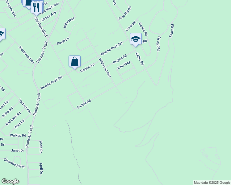 map of restaurants, bars, coffee shops, grocery stores, and more near 3746 Saddle Road in South Lake Tahoe