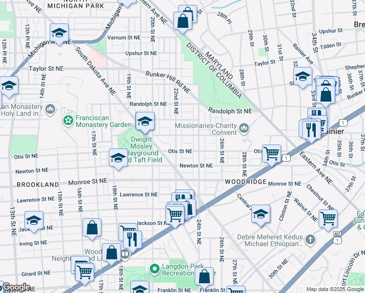 map of restaurants, bars, coffee shops, grocery stores, and more near 101 Independence Avenue Southeast in Washington