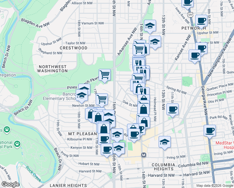 map of restaurants, bars, coffee shops, grocery stores, and more near 101 Independence Avenue Southeast in Washington