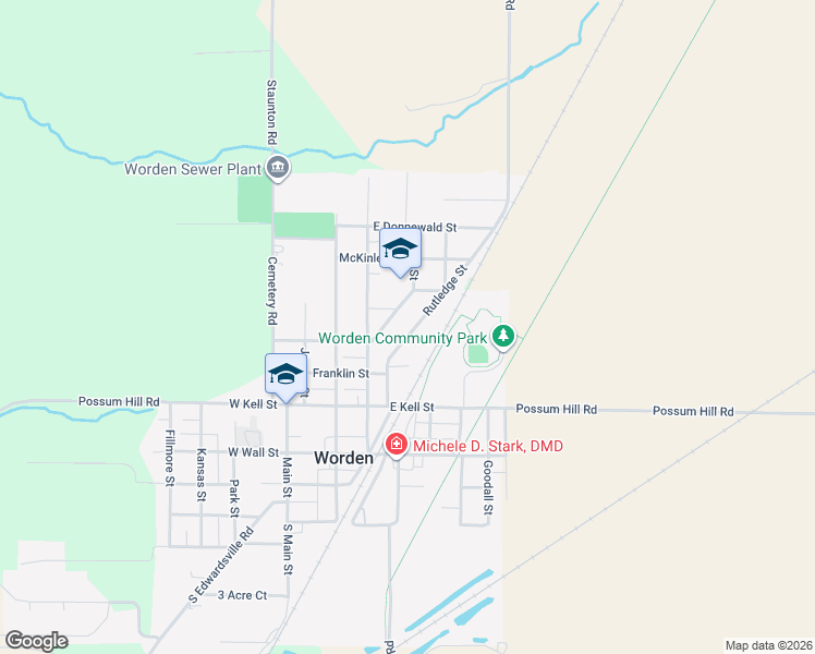 map of restaurants, bars, coffee shops, grocery stores, and more near 317 Rutledge Street in Worden