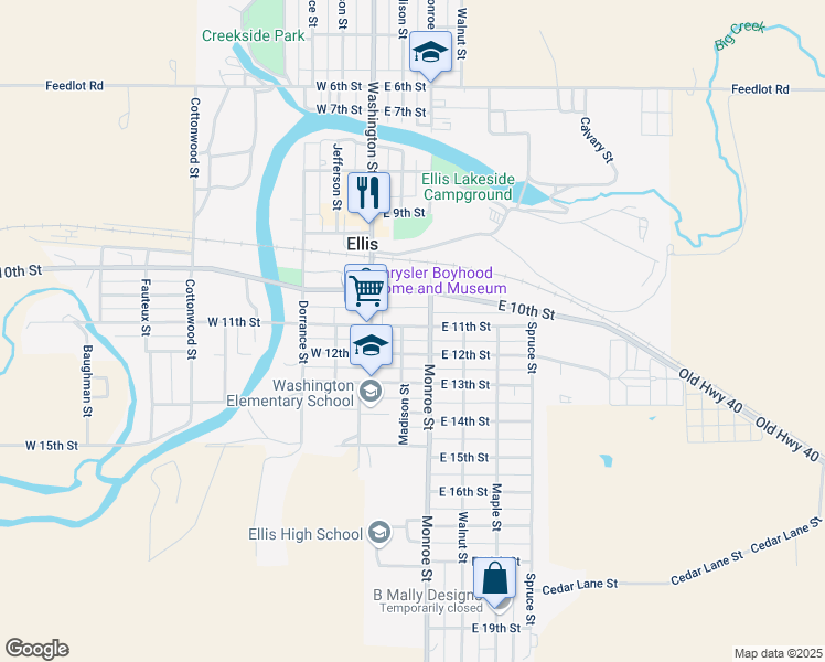 map of restaurants, bars, coffee shops, grocery stores, and more near 1101-1149 Monroe Street in Ellis