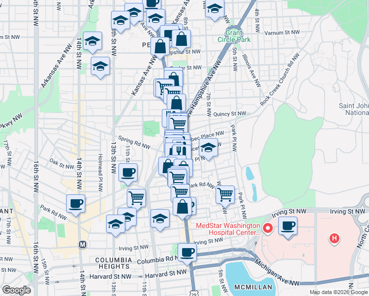 map of restaurants, bars, coffee shops, grocery stores, and more near 101 Independence Avenue Southeast in Washington