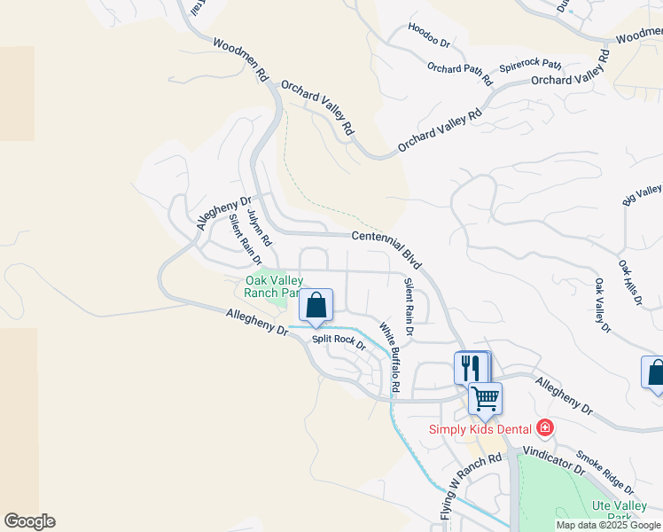 map of restaurants, bars, coffee shops, grocery stores, and more near 7356 Aspen Glen Lane in Colorado Springs