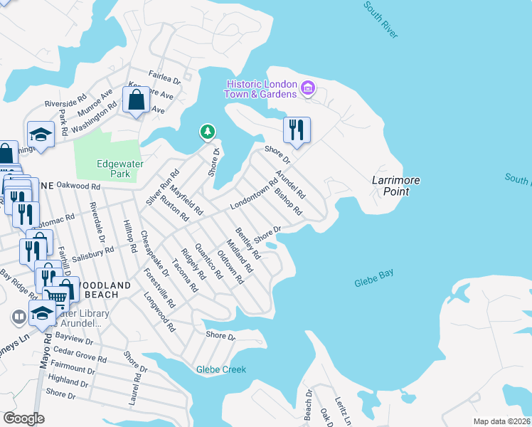 map of restaurants, bars, coffee shops, grocery stores, and more near 1615 Grange Road in Edgewater