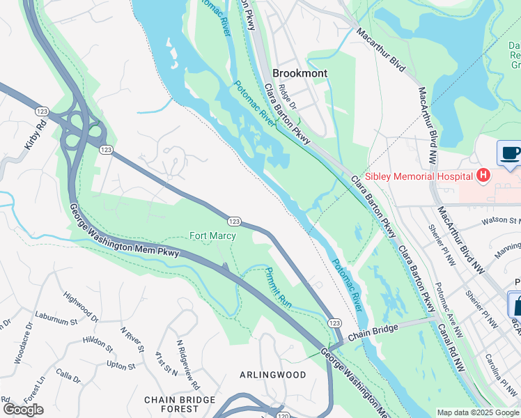 map of restaurants, bars, coffee shops, grocery stores, and more near 634 Chain Bridge Road in McLean