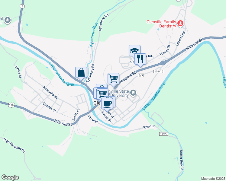 map of restaurants, bars, coffee shops, grocery stores, and more near 199 N Lewis St in Glenville