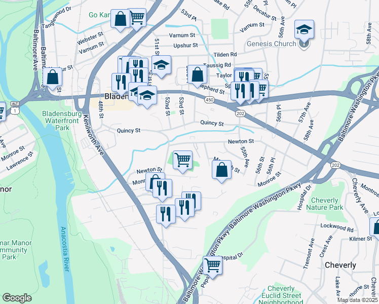map of restaurants, bars, coffee shops, grocery stores, and more near 101 Independence Avenue Southeast in Washington