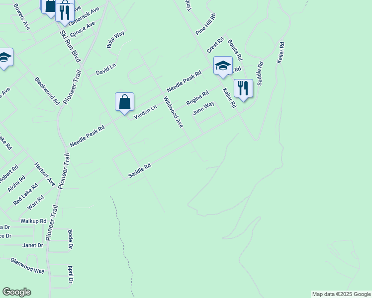 map of restaurants, bars, coffee shops, grocery stores, and more near 3746 Saddle Road in South Lake Tahoe