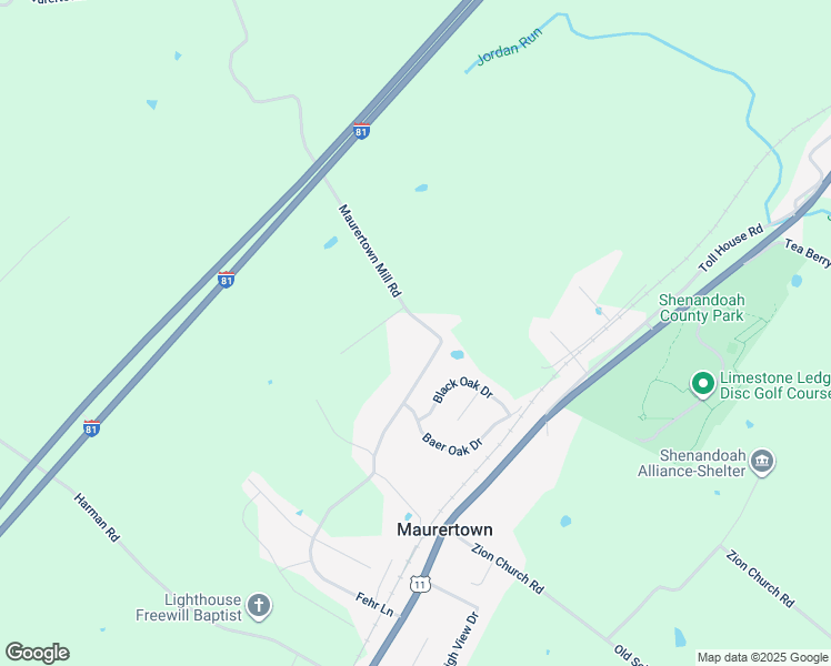 map of restaurants, bars, coffee shops, grocery stores, and more near 601 Maurertown Mill Road in Maurertown