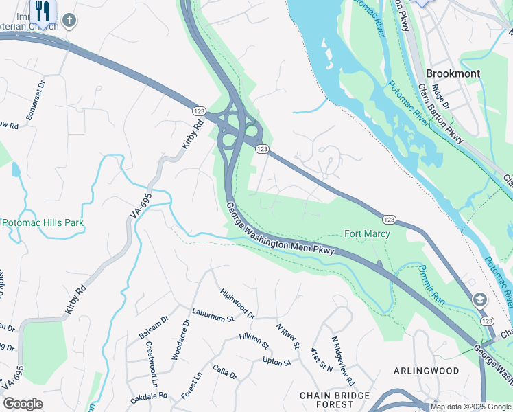 map of restaurants, bars, coffee shops, grocery stores, and more near 5826 Bent Twig Road in McLean
