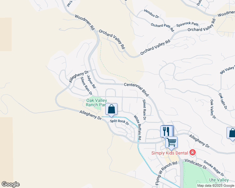 map of restaurants, bars, coffee shops, grocery stores, and more near 7356 Aspen Glen Lane in Colorado Springs