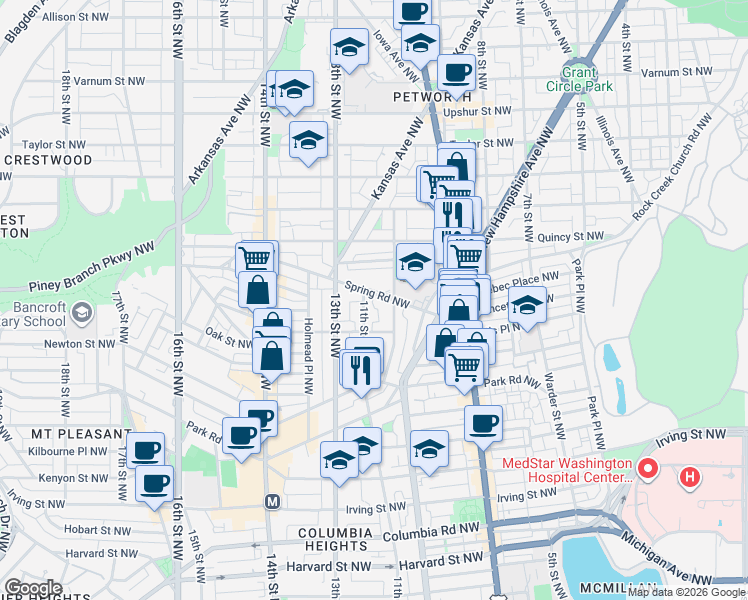 map of restaurants, bars, coffee shops, grocery stores, and more near 101 Independence Avenue Southeast in Washington