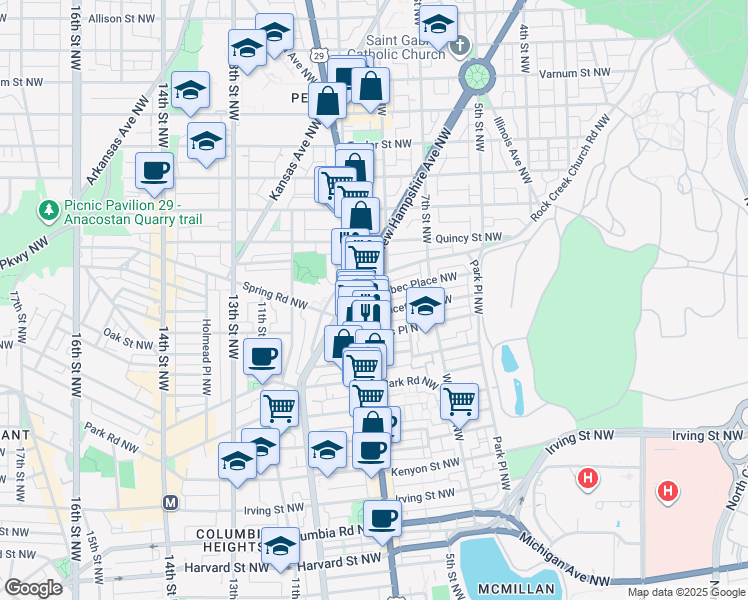 map of restaurants, bars, coffee shops, grocery stores, and more near 101 Independence Avenue Southeast in Washington
