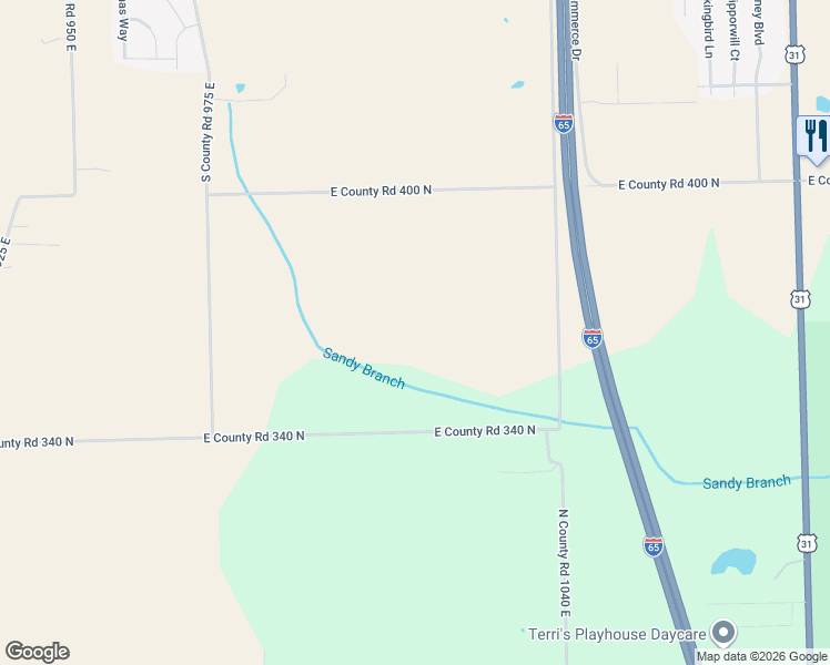 map of restaurants, bars, coffee shops, grocery stores, and more near 3000 North County Road 1040 East in Seymour