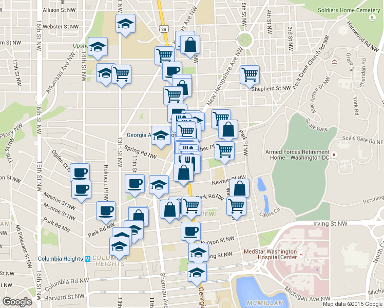 map of restaurants, bars, coffee shops, grocery stores, and more near 101 Independence Avenue Southeast in Washington