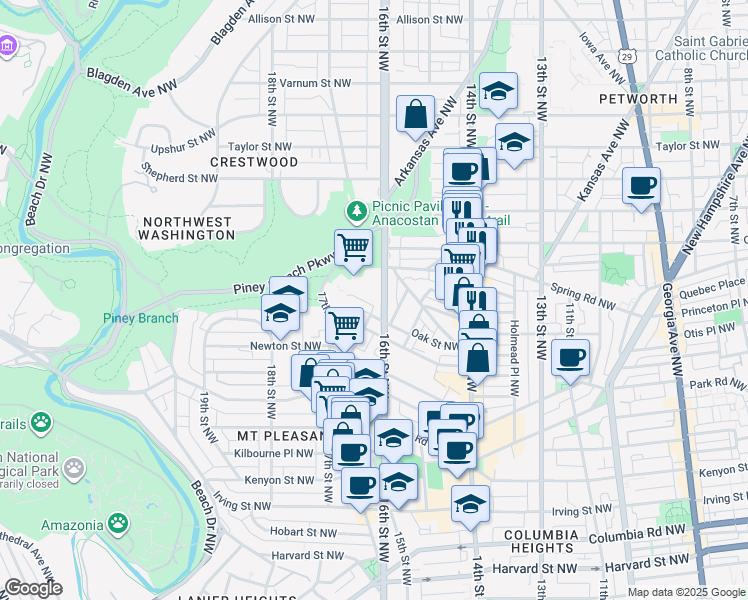 map of restaurants, bars, coffee shops, grocery stores, and more near 101 Independence Avenue Southeast in Washington