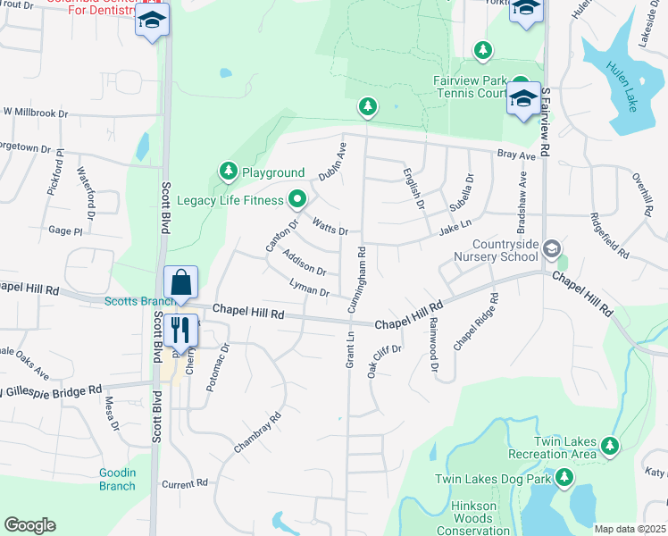 map of restaurants, bars, coffee shops, grocery stores, and more near 3701 Addison Drive in Columbia