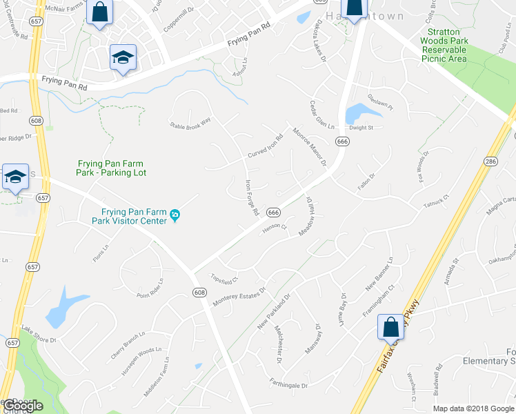 map of restaurants, bars, coffee shops, grocery stores, and more near 2627 Iron Forge Road in Herndon