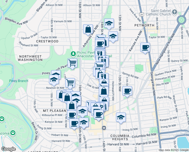 map of restaurants, bars, coffee shops, grocery stores, and more near 101 Independence Avenue Southeast in Washington