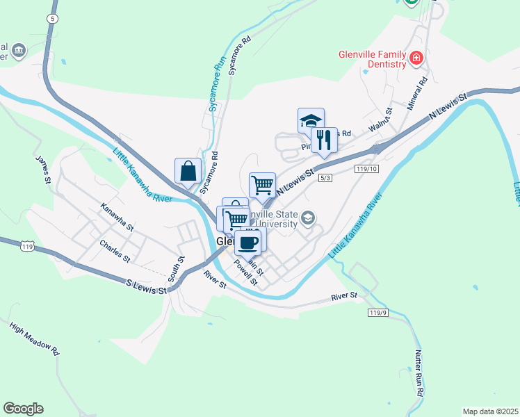map of restaurants, bars, coffee shops, grocery stores, and more near 101-199 N Lewis St in Glenville